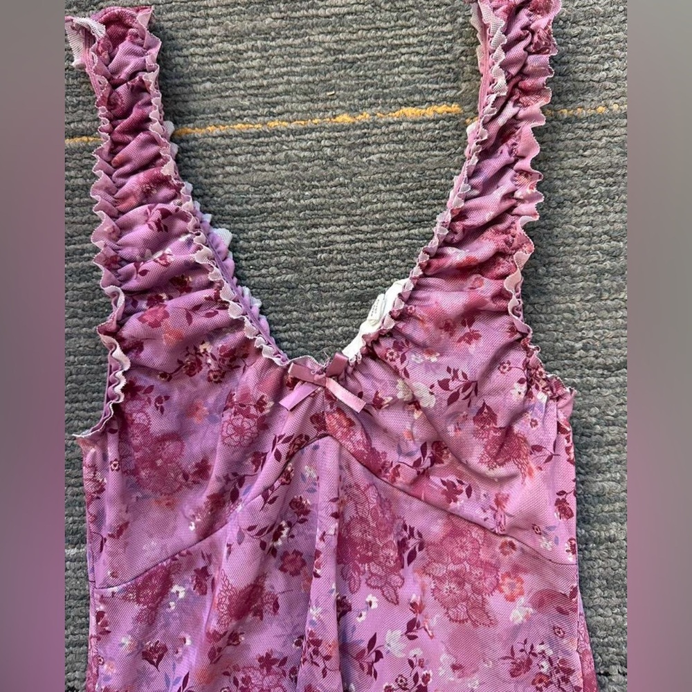 Hippie Rose Pink Floral Ruffle-Trim Slip Dress - Picture 2 of 4